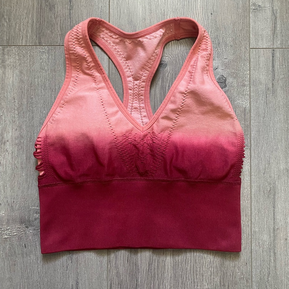 PINK Victoria's Secret Ombre Sports Bra - Coral and Burgundy